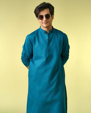 Diwas Men Tranquil Teal Blue Kurta Pajama