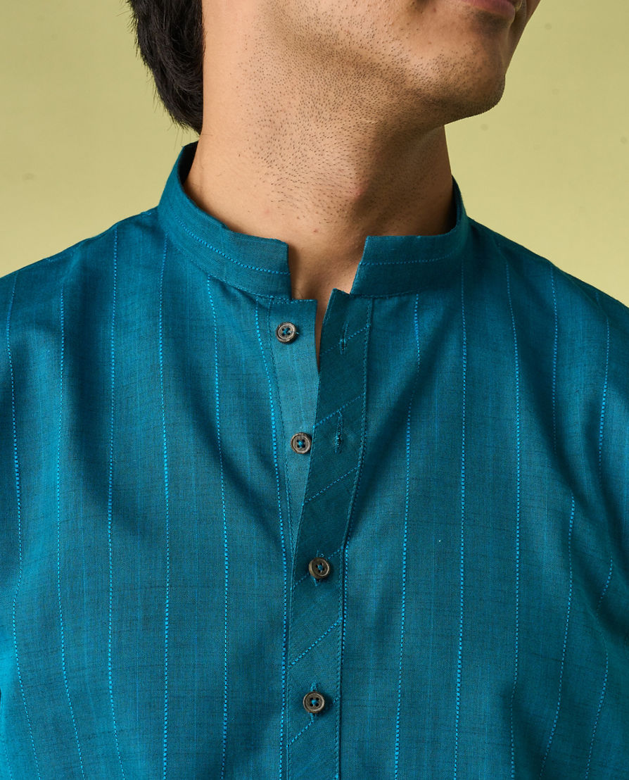 Diwas Men Tranquil Teal Blue Kurta Pajama