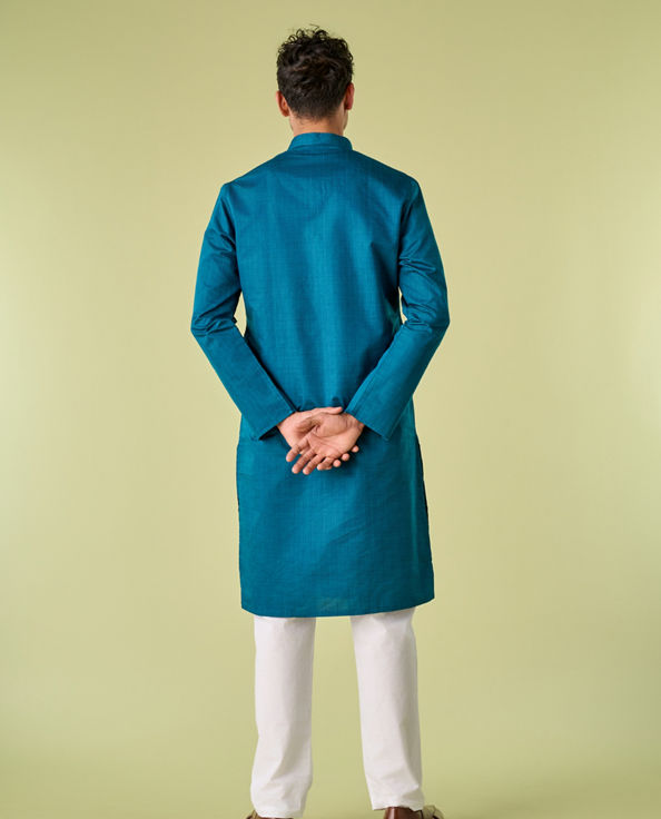 Diwas Men Tranquil Teal Blue Kurta Pajama