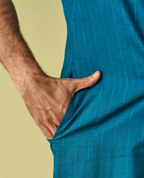 Diwas Men Tranquil Teal Blue Kurta Pajama