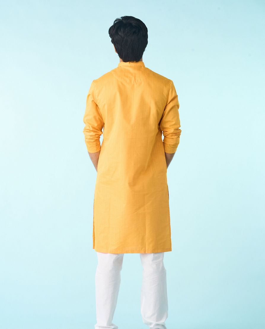 Diwas Men Mustard Yellow Celebration Kurta Pajama