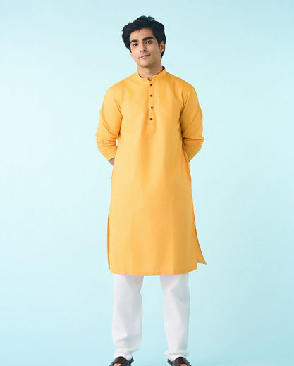 Diwas Men Mustard Yellow Celebration Kurta Pajama