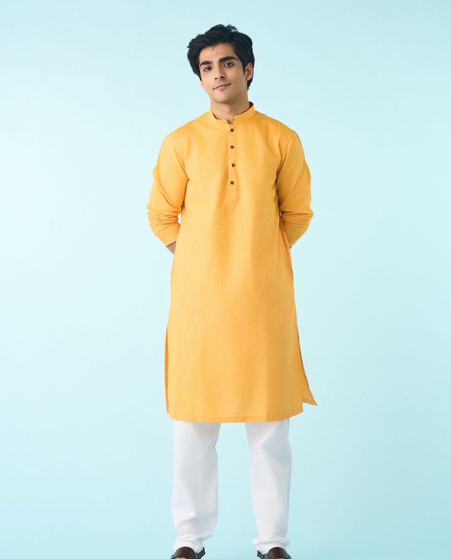 Diwas Men Mustard Yellow Celebration Kurta Pajama