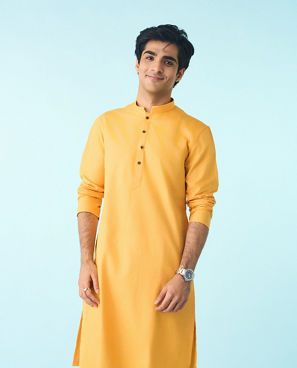 Diwas Men Mustard Yellow Celebration Kurta Pajama