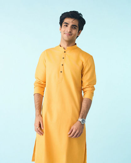 Diwas Men Mustard Yellow Celebration Kurta Pajama