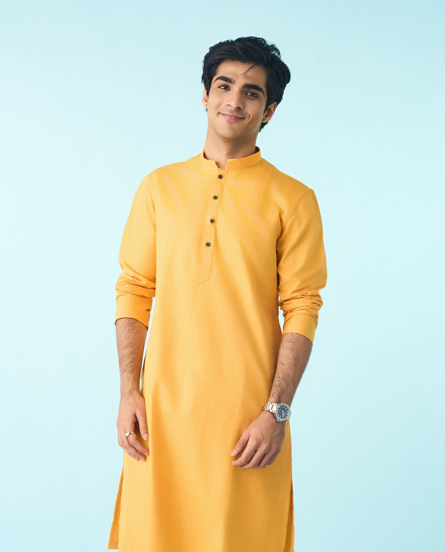 Diwas Men Mustard Yellow Celebration Kurta Pajama