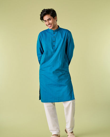 Diwas Men Turquoise Blue Bliss Kurta Pajama