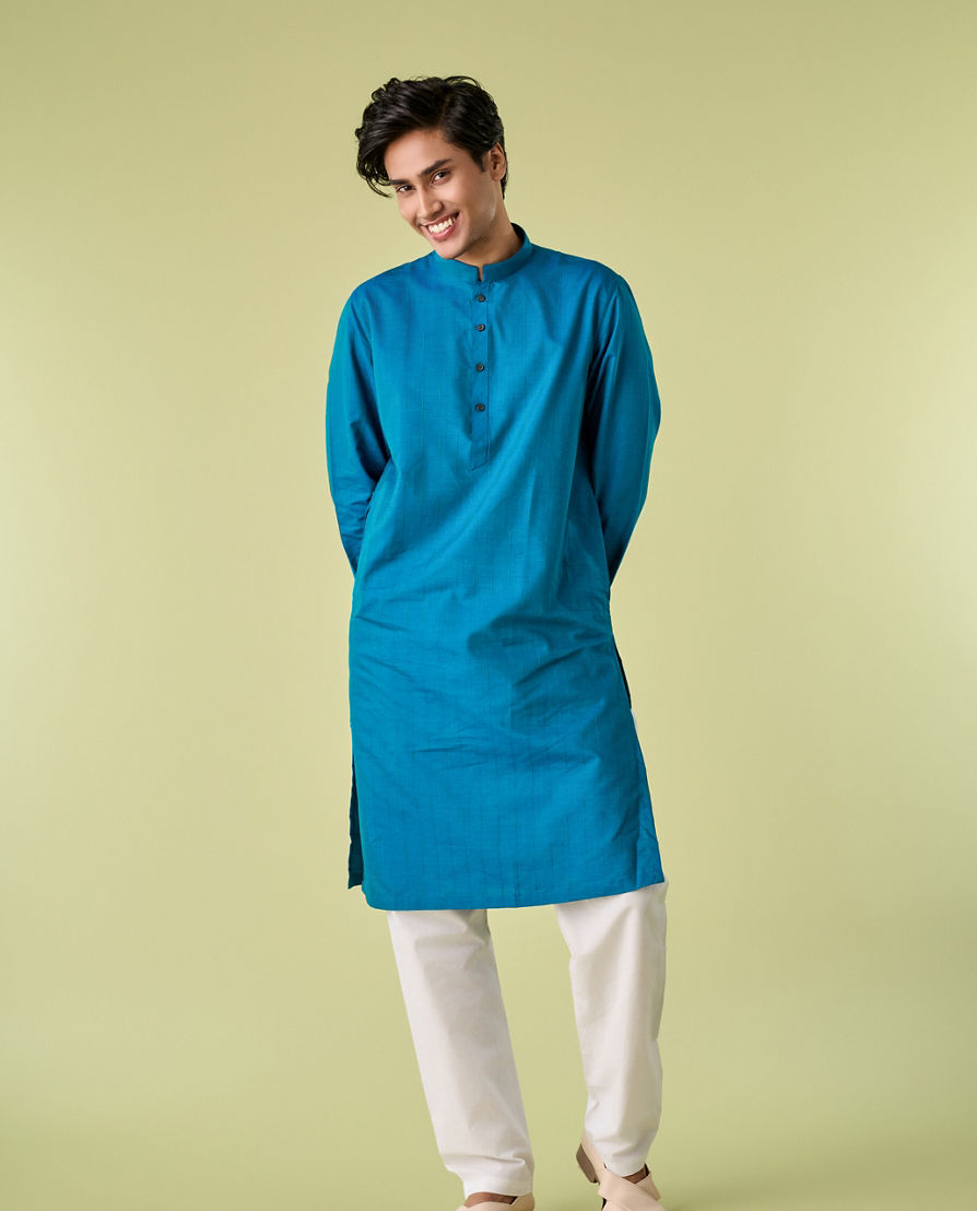 Diwas Men Turquoise Blue Bliss Kurta Pajama