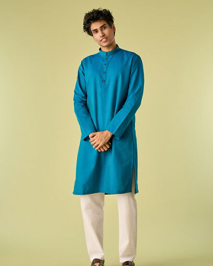 Diwas Men Turquoise Blue Bliss Kurta Pajama