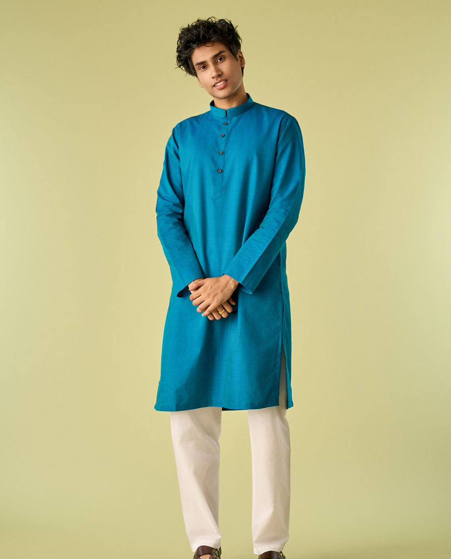 Diwas Men Turquoise Blue Bliss Kurta Pajama