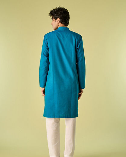 Diwas Men Turquoise Blue Bliss Kurta Pajama