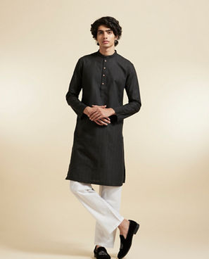 Diwas Men Spellbinding Black Kurta and Pajama Set