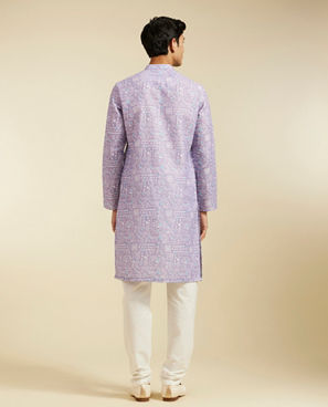 Diwas Men Soft Lilac Aztec Printed Kurta Pajama