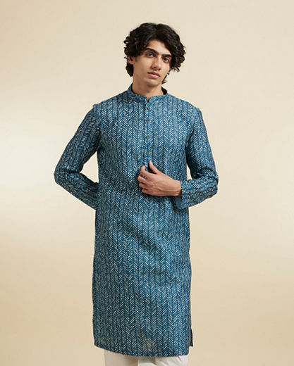 Diwas Men Radiant Teal Green Kurta Pajama