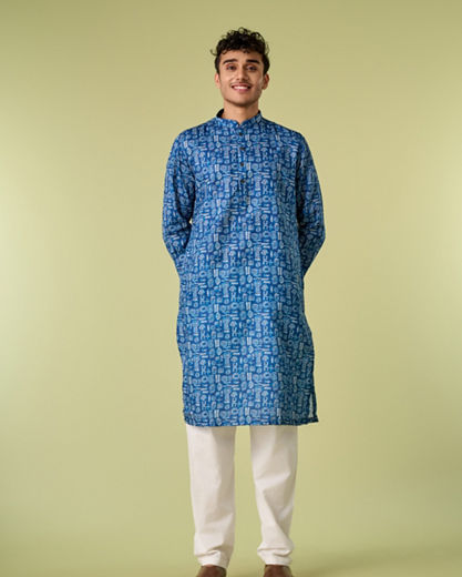 Diwas Men Dark Blue Majesty Kurta Pajama