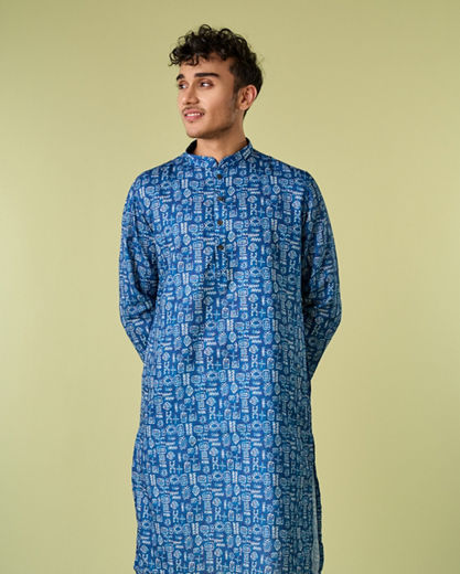 Diwas Men Dark Blue Majesty Kurta Pajama