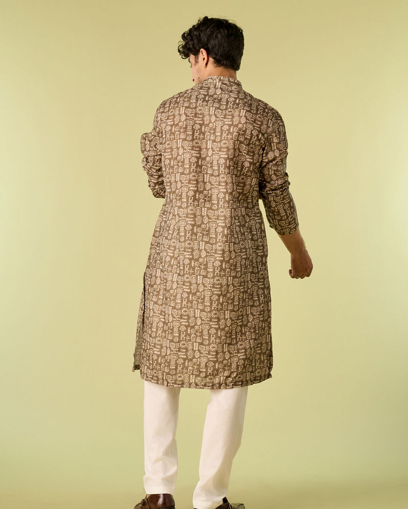 Diwas Men Soothing Olive Green Kurta Pajama