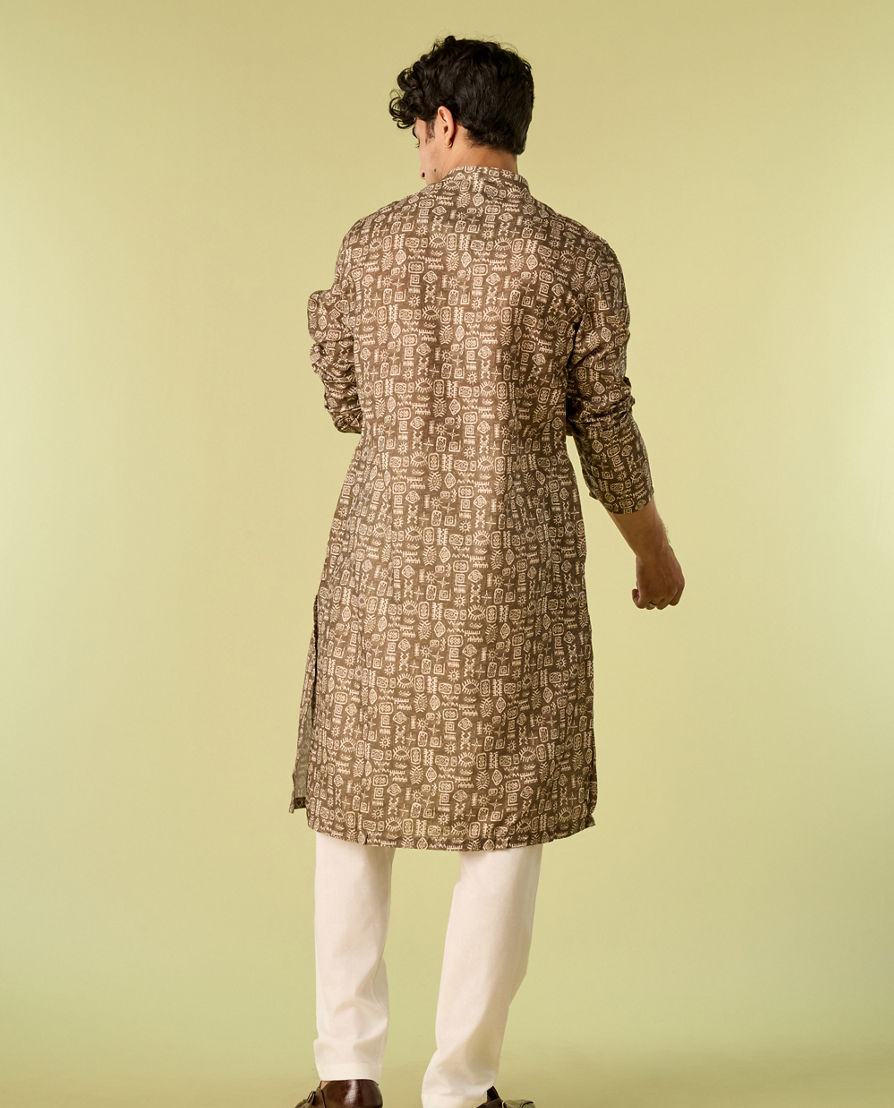 Diwas Men Soothing Olive Green Kurta Pajama