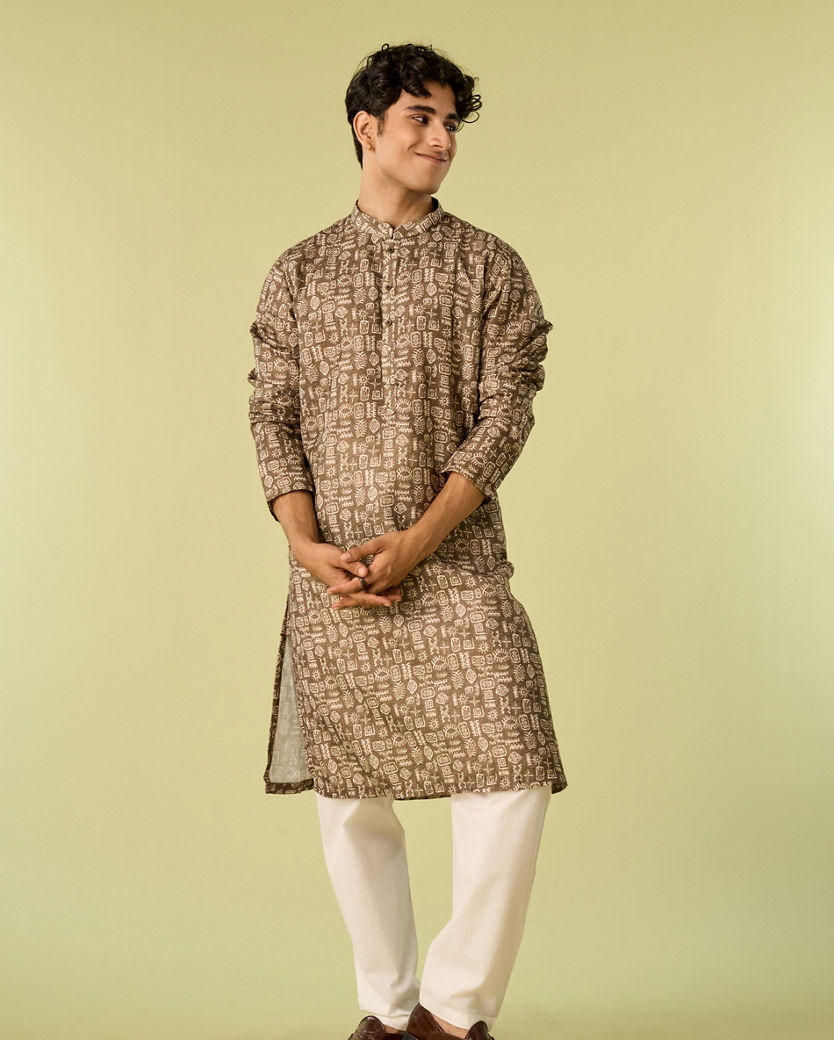 Diwas Men Soothing Olive Green Kurta Pajama