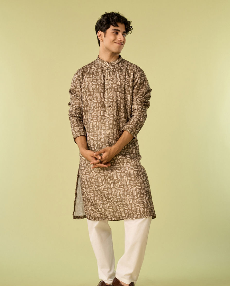 Diwas Men Soothing Olive Green Kurta Pajama