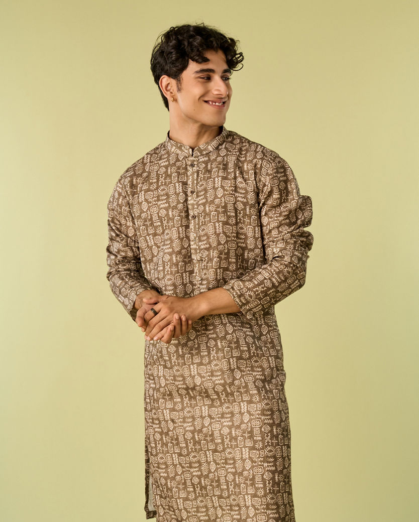 Diwas Men Soothing Olive Green Kurta Pajama