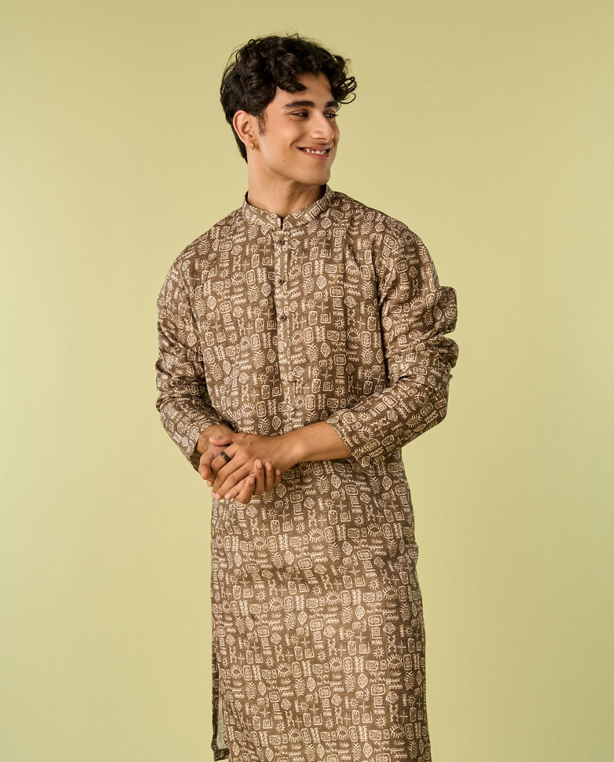 Diwas Men Soothing Olive Green Kurta Pajama