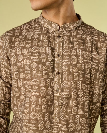 Diwas Men Soothing Olive Green Kurta Pajama