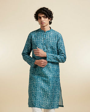 Diwas Men Teal Green Elegance Kurta Pajama