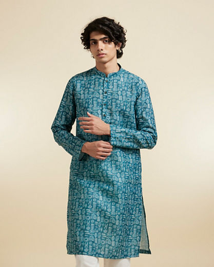 Diwas Men Teal Green Elegance Kurta Pajama