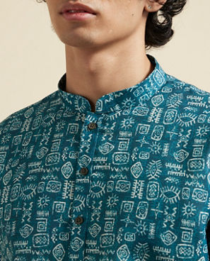 Diwas Men Teal Green Elegance Kurta Pajama