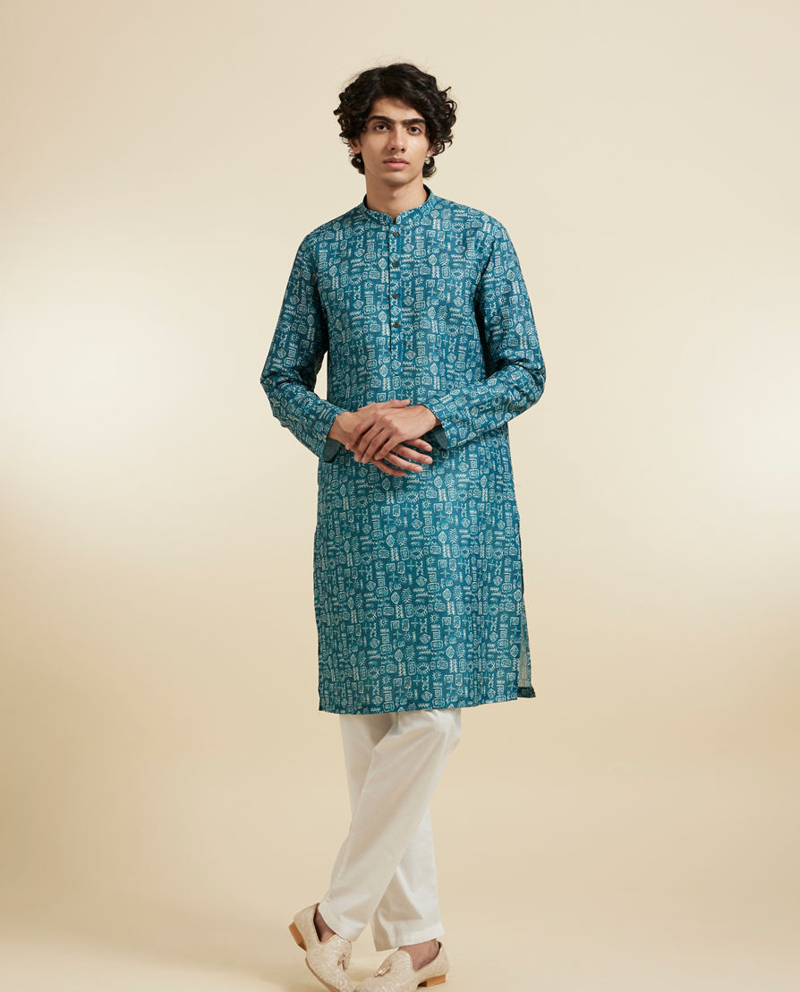 Diwas Men Teal Green Elegance Kurta Pajama