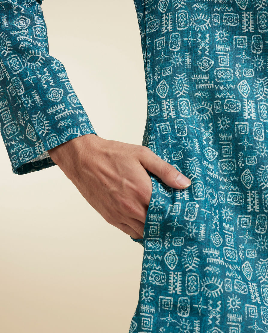 Diwas Men Teal Green Elegance Kurta Pajama