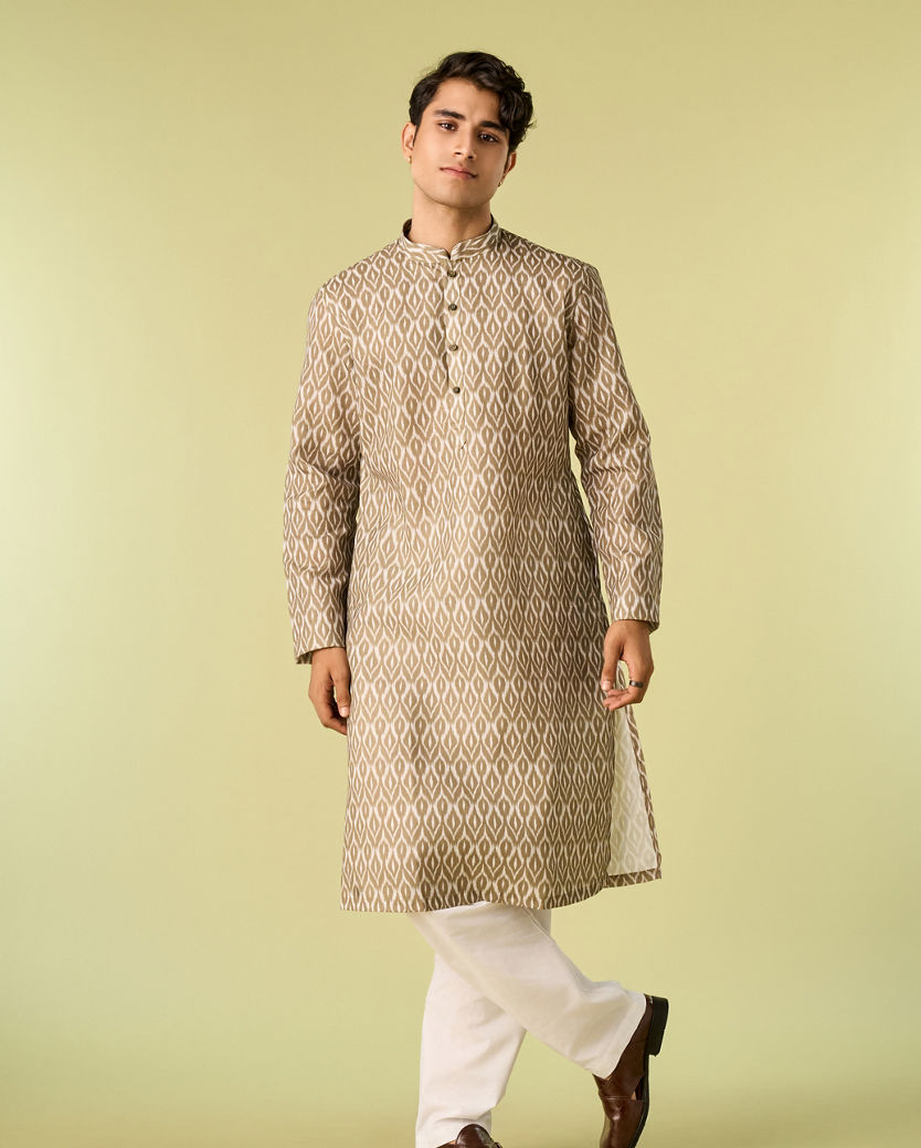 Diwas Men Olive Green Elegance Kurta Pajama
