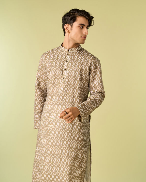Diwas Men Olive Green Elegance Kurta Pajama