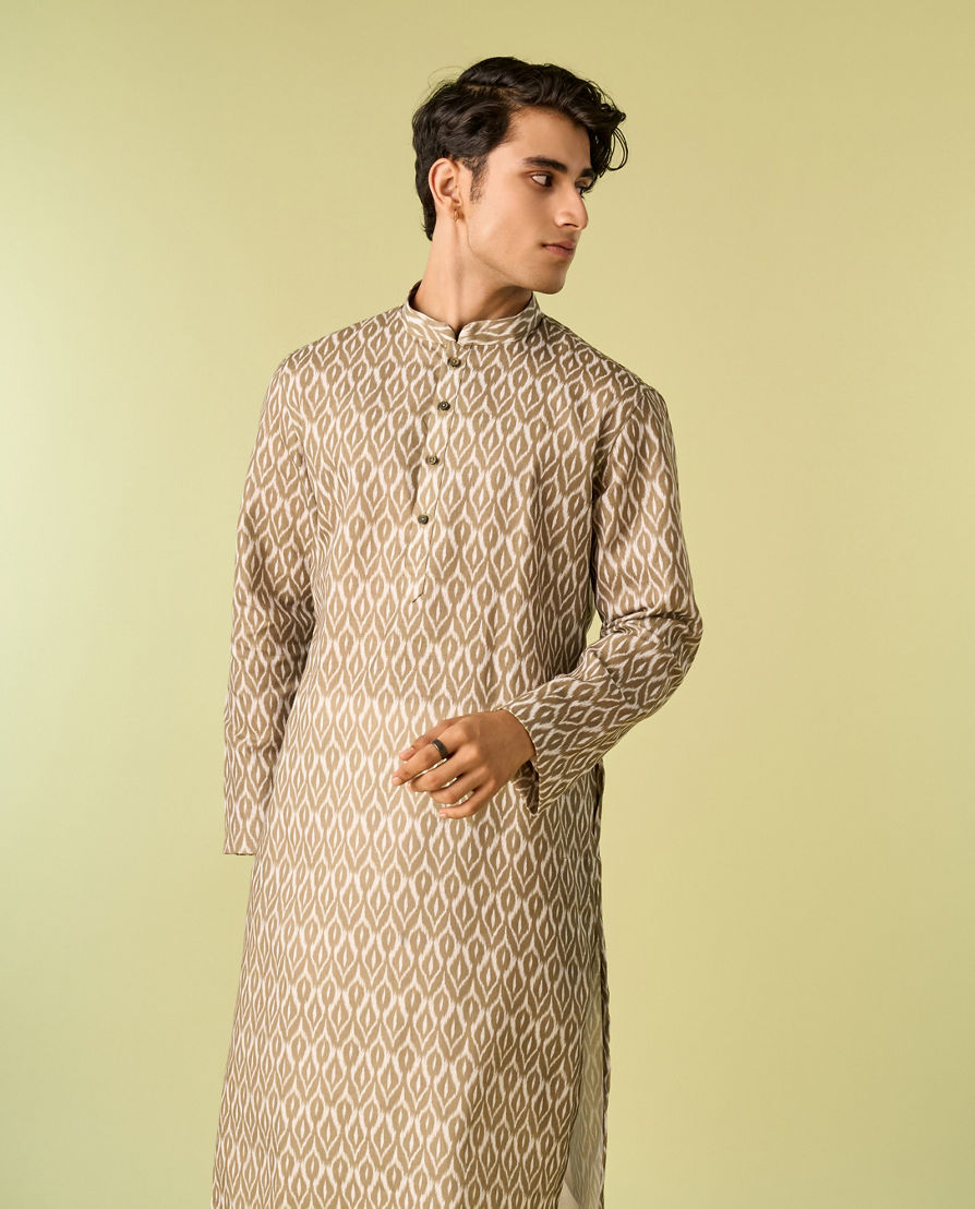 Diwas Men Olive Green Elegance Kurta Pajama