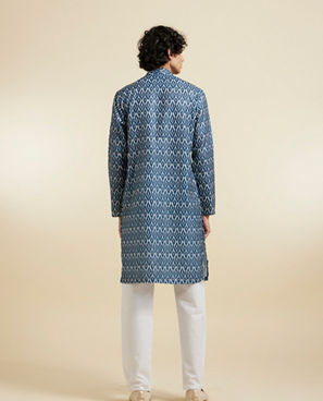 Diwas Men Elegant Dark Blue Kurta Pajama Set