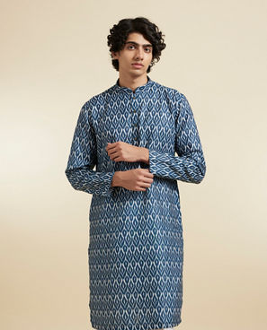 Diwas Men Elegant Dark Blue Kurta Pajama Set