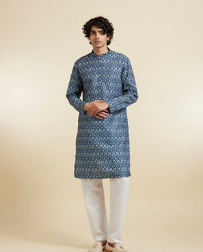 Diwas Men Elegant Dark Blue Kurta Pajama Set