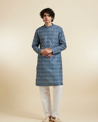 Diwas Men Elegant Dark Blue Kurta Pajama Set