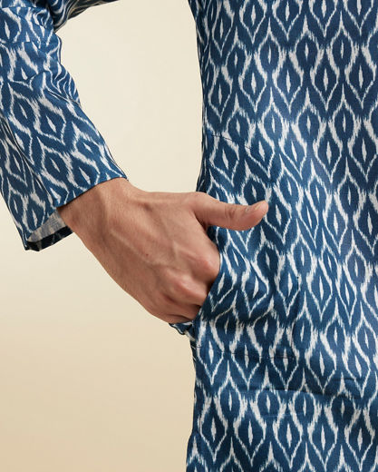Diwas Men Elegant Dark Blue Kurta Pajama Set