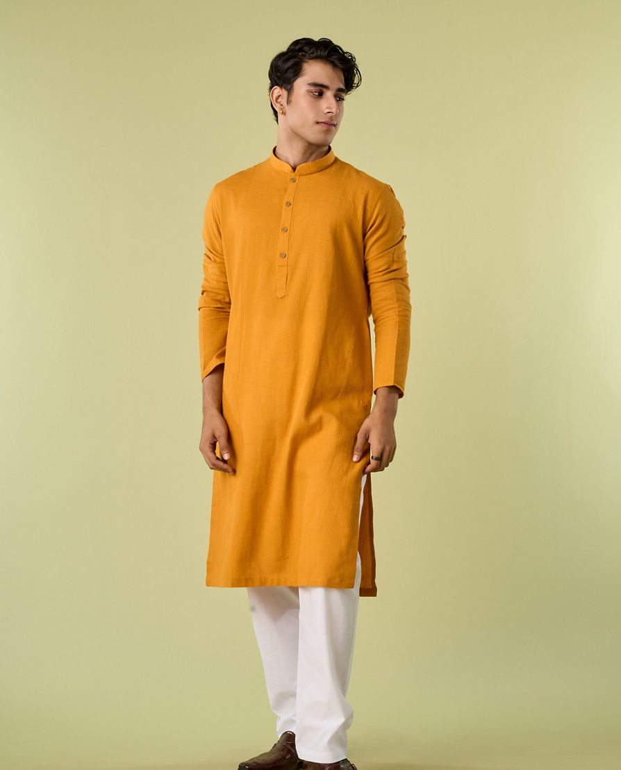 Diwas Men Elegant Mustard Kurta Pajama