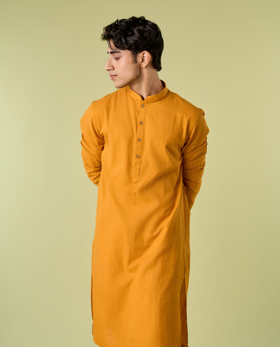 Diwas Men Elegant Mustard Kurta Pajama