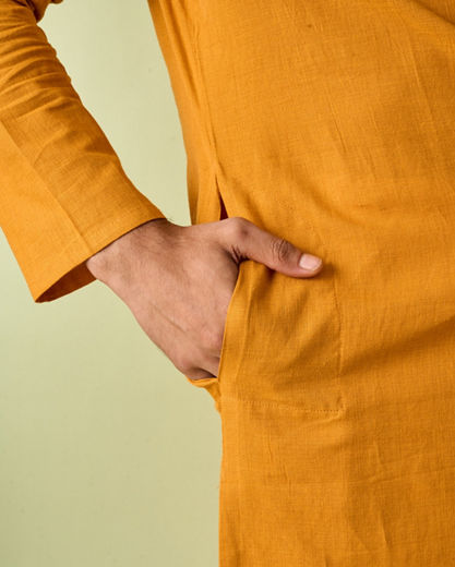 Diwas Men Elegant Mustard Kurta Pajama
