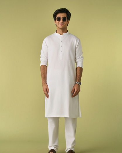 Diwas Men Classic White Cotton Kurta Pajama