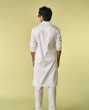 Diwas Men Classic White Cotton Kurta Pajama