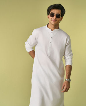 Diwas Men Classic White Cotton Kurta Pajama