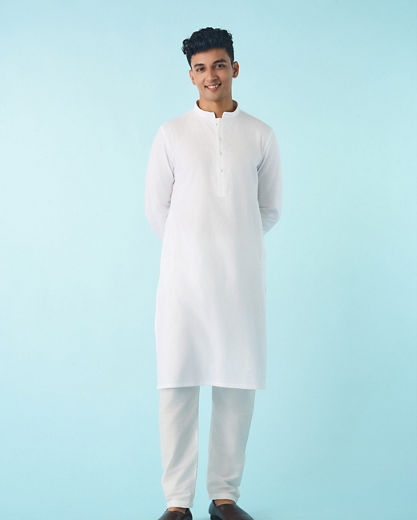 Diwas Men Elegant White Cotton Kurta Pajama