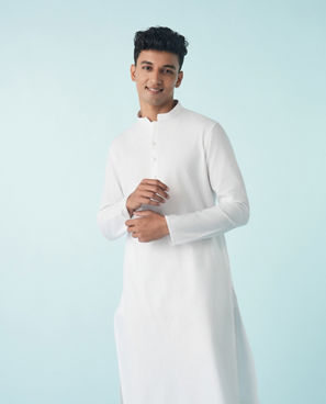 Diwas Men Elegant White Cotton Kurta Pajama