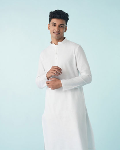 Diwas Men Elegant White Cotton Kurta Pajama