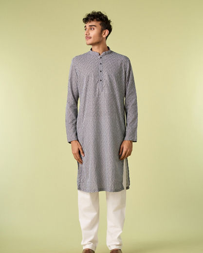 Diwas Men Dark Grey Elegance Kurta Pajama